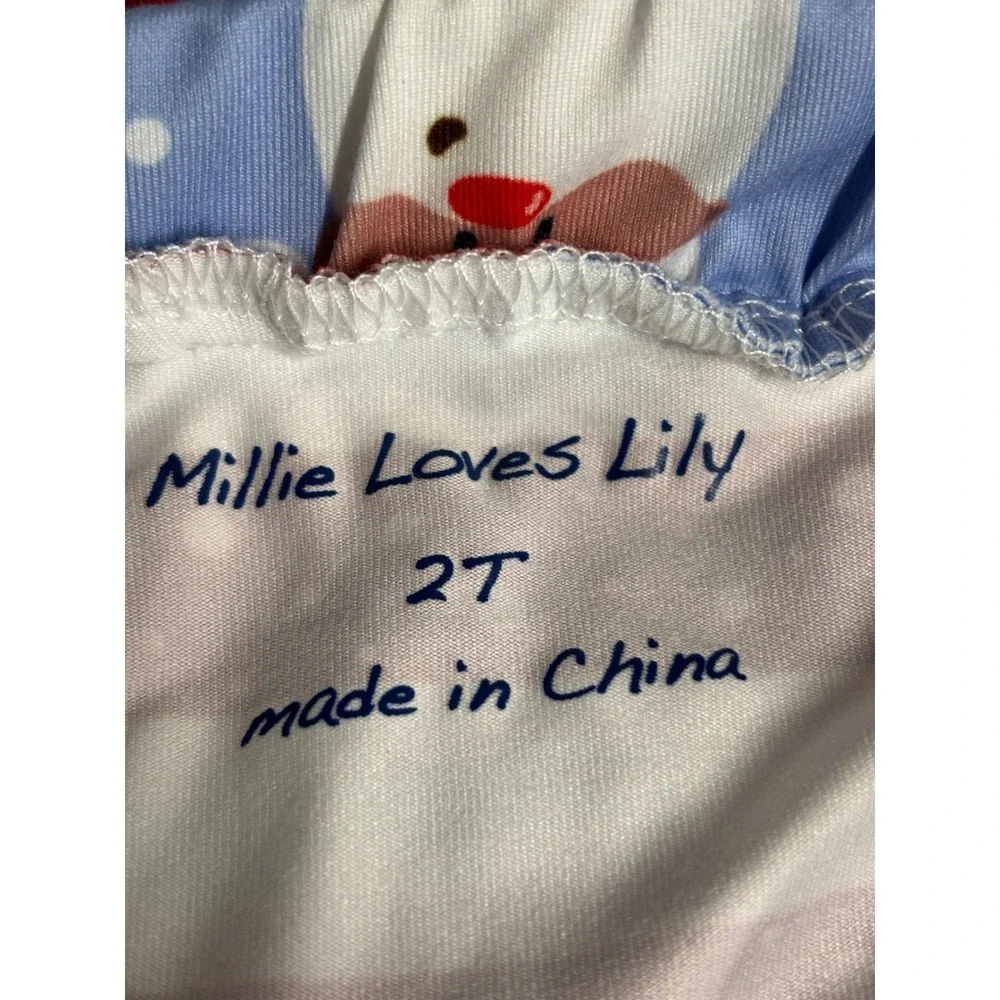 Millie Loves Lily NWT Girls‎ 2T Blue Santa Skirt Pants Set Sweatshirt